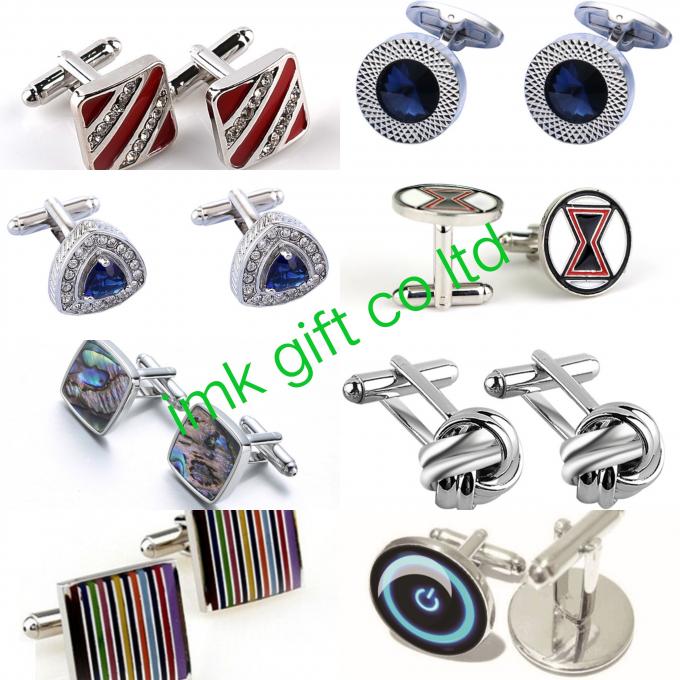 Personalised Lightening Cufflinks Stainless Steel Mens Wedding Cuff Links,   Fashion Jewelry Blue Enamel Pattern Round N