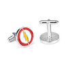 Personalised Lightening Cufflinks Stainless Steel Mens Wedding Cuff Links,   Fashion Jewelry Blue Enamel Pattern Round N