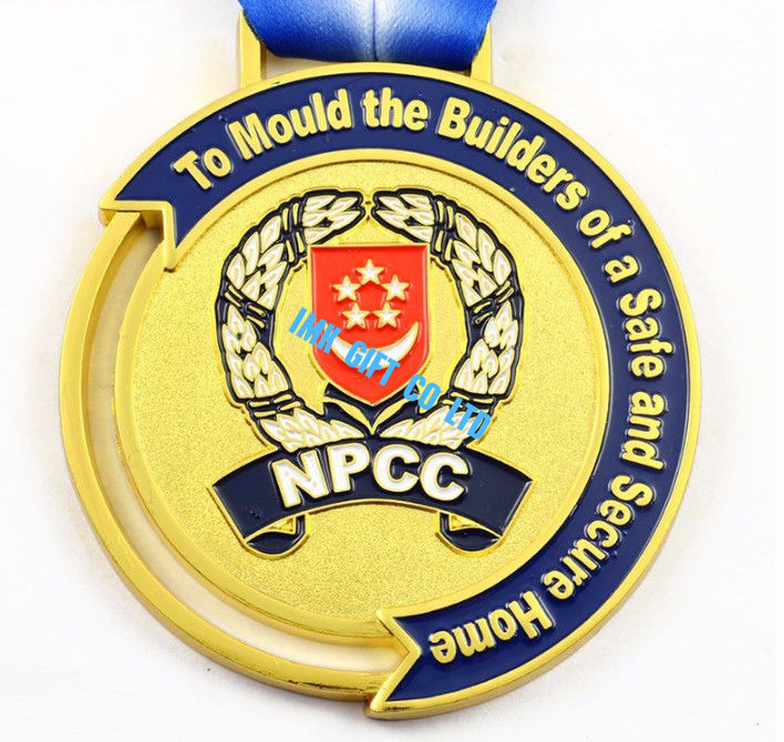Swimming Medal Round Donuts Shape Medal Antique Cooper Medal with Hollow out Through Ribbon for Government