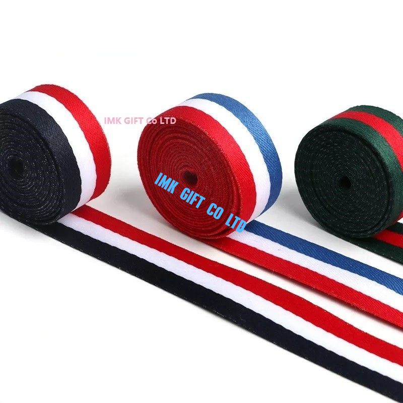 IMKGIFT Make in custom ribbon , neckstrap , lanyard ,blue/whie/red ribbon , medal ribbon in red white black