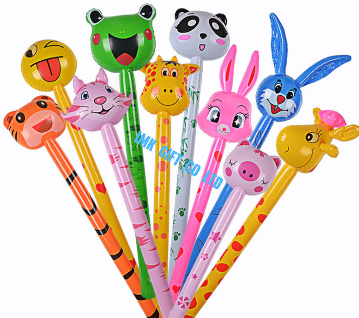 Cartoon Animal Inflatable Long Hammer No wounding weapon Stick Children Toys , cheering animal stick s,6P Pthalates free