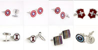 Cufflinks United States American Flag Icon Silver Luxury Jewelry Fashion Jewelry Blue Enamel Pattern Round N